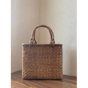 山葡萄 手作り 籠バッグ 網代編み 内布あり (約)幅31×本体高さ24×マチ