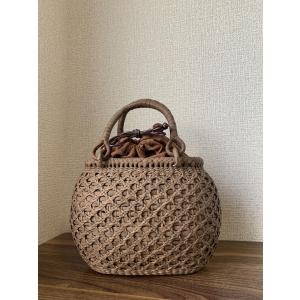 国産山葡萄 籠バッグ 二重編み 巾着タイプ内布...の詳細画像1