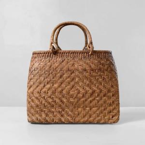 山葡萄籠バッグ 手作り 山葡萄かごバッグ 細ひご 内布あり ファー付き