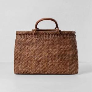 山葡萄 手作り カゴバッグ 内布付き 市松編み、立体花編み : 星凌商店