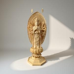 仏像 大勢至菩薩 勢至菩薩 勢至菩薩像 檜木 木彫 仏具 (約)高28cm×幅