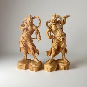 大型　仁王像　２体セット 仏像 陶器製 2体組 金仁王像 ア1体とウ1体のセット 規格 大 日本製