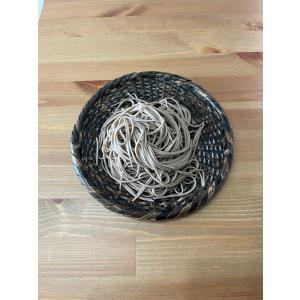 蕎麦ざる 竹ざる 蕎麦皿 手作りそばざる 白竹 直径約24cm 戸隠風 (盛り