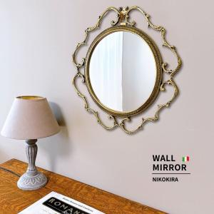 クラシック調フレーム 楕円 大 ウォールミラー ゴールド / イタリア製
