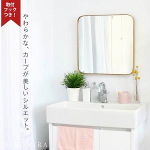 壁掛け ミラー 鏡 おしゃれ ゴールド 金 北欧 モダン 50 家具 ラウンドコーナー 玄関 洗面 かわいい トイレ シンプル 丸 L 人気海外一番 スリムライン