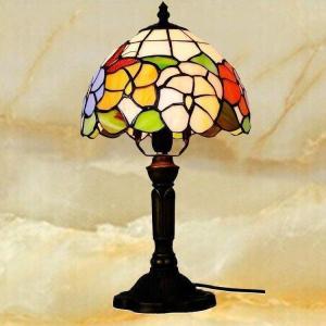 大★美品ステンドランプ ステンドグラス アンティーク 花柄レトロな雰囲気がおしゃれ★ヴィンテージ 技法 WE43-12