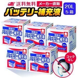 精製水 20l 車 バッテリー補充液 20L × 5箱 コックなし サンエイ化学 洗車 窓拭き 業務用 大容量 純水 トラック 自動車｜精製水.com