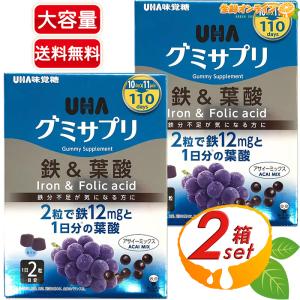 ≪110日分×2箱セット≫【UHA味覚糖】グミサプリ 鉄＆葉酸 アサイーミックス 110days (10days×11パック) サプリメントグミ（90000）【コストコ】