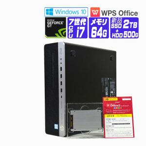 デスクトップパソコン 中古 パソコン Windows 10 オフィス付き 新品 SSD 2017年 HP EliteDesk 800 G3 第7世代 Core i7 メモリ 64G SSD 2TB + HD 500G GeForce｜seishinsj