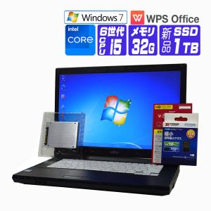 ノートパソコン 中古 パソコン Windows 7 Pro 64bit オフィス付き 新品 SSD 2017年製 富士通 LIFEBOOK A576 第6世代 Core i5 メモリ 32G SSD 1TB DtoD リカバリ｜seishinsj