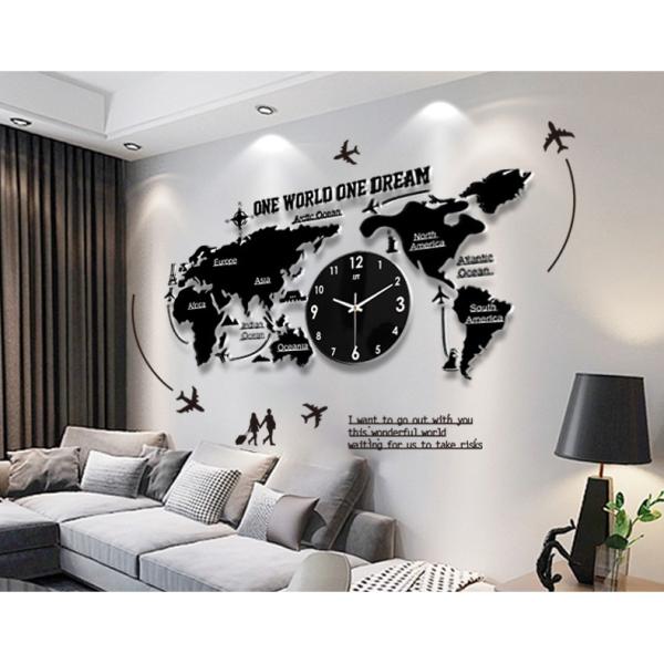 会社用時計 壁掛け時計 地図時計 世界地図 壁時計 北欧世界時計 プレゼント 寝室 リビング壁飾り ...