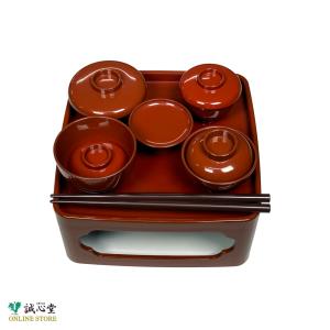 みよし漆器本舗 仏膳セット お仏壇用 日本製 6.5寸 19.5cm 茜 仏器膳