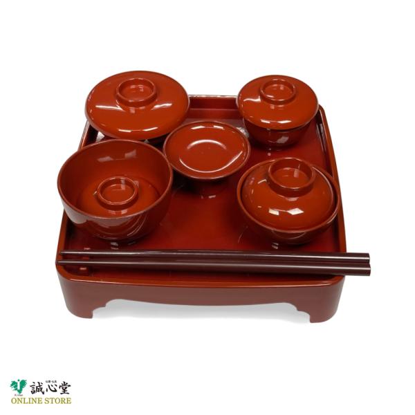 仏具 PC おりく膳 御霊供膳 霊具膳 供養膳 現代仏膳セット 5.5寸 総朱色 仏壇のお供え物