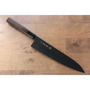 堺 孝行 黒影 V金10号 鎚目 テフロン加工 牛刀包丁 和包丁 210mm 樫焼