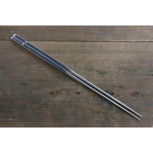 退職祝い ギフト 盛り付け用お箸 1313 黒檀（縞）柄盛箸 135mm 本焼き