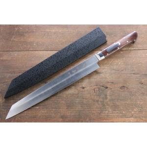 堺 菊守 R2/SG2 鏡面仕上げ 切付柳刃包丁 300mm 黒檀柄 (白輪） : 清助