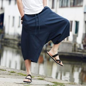 おしゃれ 男性用 リネン 個性的 ゆるシルエット ショートパンツ ハーフパンツ メンズ 半パン サルエルパンツ ハーフパンツ ガウチョパンツ ワイド パンツ 夏 ウィルマート