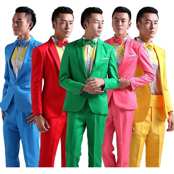 男性用 ステージ衣装 演出服 派手 カラオケ衣装ジャケット 上下セット 合唱フォーマルスーツ ウエデ...