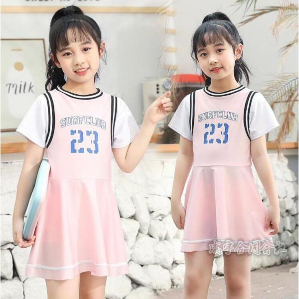 2点セット 女の子 水着 体型カバー スクール水着 ワンピース オールインワン水着 パンツ付き 安全...