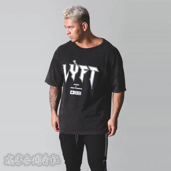 速乾 吸汗 フィットネス トレーニング ジムウェア カジュアル 半袖 Tシャツ メンズ 英字ロゴプリ...