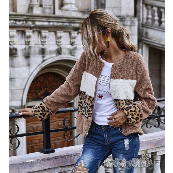 チャック付き コート レディース 長袖 ムートンコート ボアコート ブルゾン ジャケット レオパード...