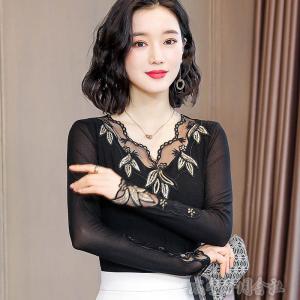 Vネック 花柄 メッシュトップス レディース 長袖 社交ダンス ダンス衣装 チャチャ タンゴ モダンダンス ラテンダンス 上着 レッスンウェア ステージ衣装 3色