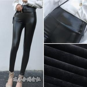 秋冬新作 レディース ハイウエスト ロングパンツ PU革 レザーパンツ