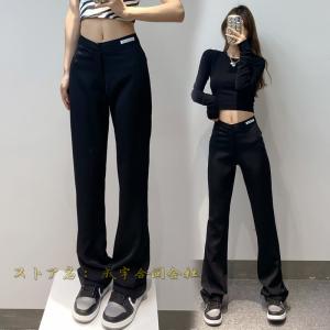 ヒップホップ パンツ ストレートパンツ ハイウエスト レディース 原宿 ワイド ズボン ダンスウェア HIPHOP ステージ 公演服 カジュアル フレア 女性用 春秋｜seiu