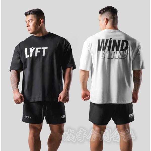 英字プリント スウェットTシャツ メンズ トップス おしゃれ 半袖 トレーニングウエア スポーツウェ...