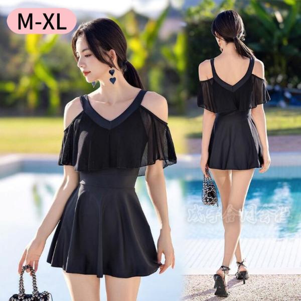 レディース ワンピース オールインワン 体型カバー水着 ママ水着 オトナ女子 フレア Aライン ビキ...