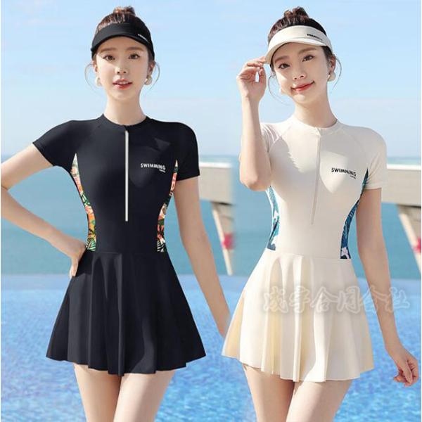 レディース 体型カバー水着 ワンピース水着 スポーツ水着 タンキニ 胸パッド 盛れる ワイヤーなし ...