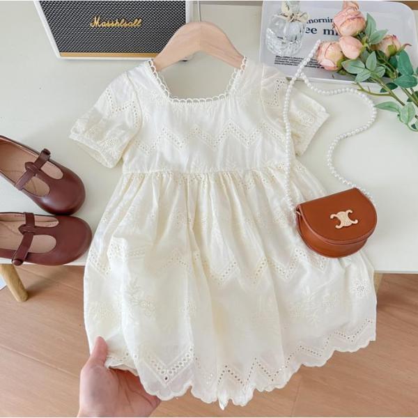 子供服 ワンピース 女の子 キッズ ワンピース 半袖 白ワンピ 膝丈 シンプル ガールズ 通学 通園...
