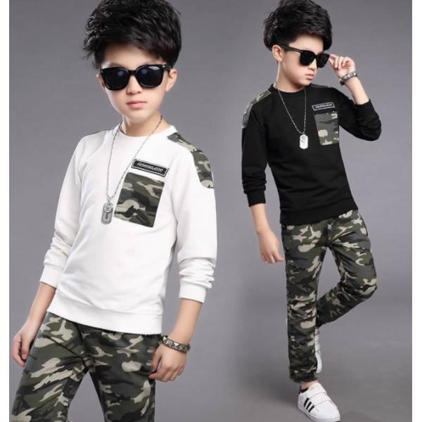 韓国 子供服 迷彩パンツ キッズ ジャージセット 長ズボン 男の子 トレーナー 長袖 ｔシャツ 子供...