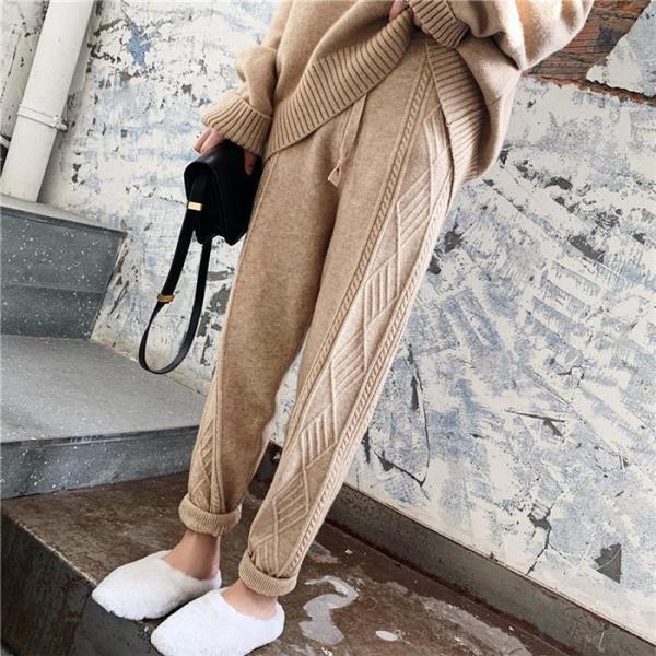 ニッドパンツ パンツ レディース 40代  秋 冬 ロング丈 ロングパンツ ボトムス 秋 冬 ウエス...