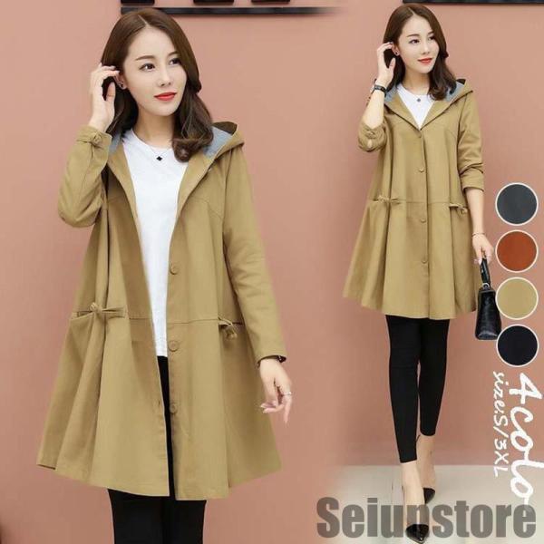 トレンチコート レディース 40代 ロングコート スプリングコート 春コート 4色 ライトアウター ...