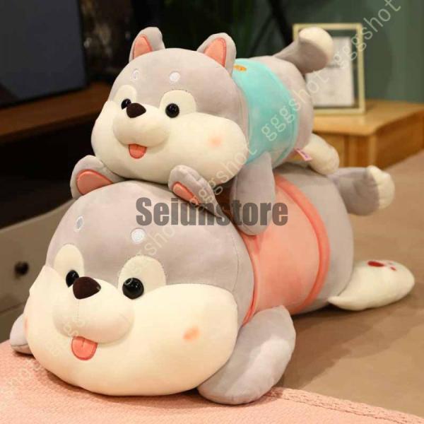 ハスキー イヌぬいぐるみ いぬ 抱き枕 ぬいぐるみ かわいい スーパーソフト リアル おかしな抱き枕...