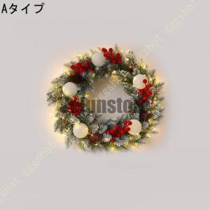 クリスマスリース ライト付き 松ぼっくり 木の...の詳細画像1