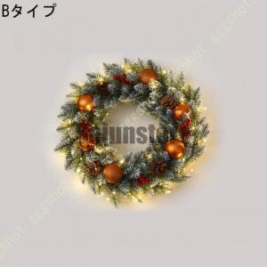 クリスマスリース ライト付き 松ぼっくり 木の...の詳細画像2