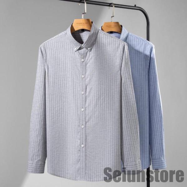 ボタンダウンシャツ ストライプ カジュアルシャツ トップス ビジネス 通勤 30代 40代 50代 ...