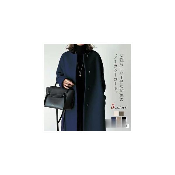 ノーカラーコート レディースチェスターコートロングコート 防寒 シンプル レディースファッションゆっ...