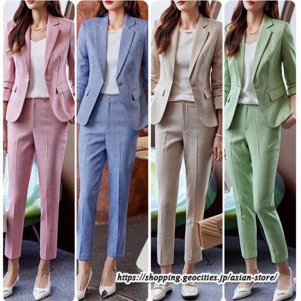 スーツ レディース パンツスーツ ビジネス リクルート OL テーラード 長袖 2点セット オフィス...