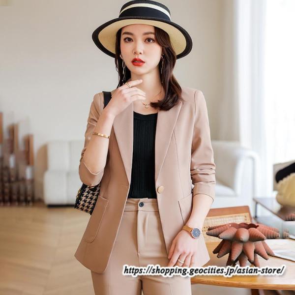 スーツ レディース パンツスーツ ビジネス リクルート OL テーラード 長袖 2点セット オフィス...