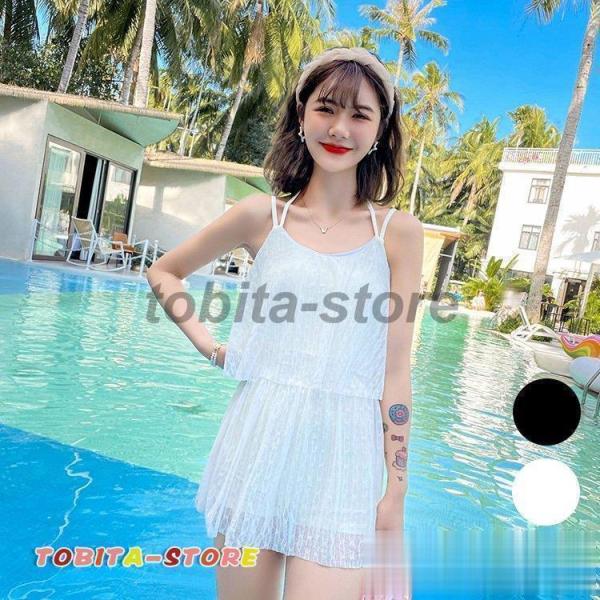 水着 レディース ワンピース水着 サロペット 夏 おしゃれ 小胸 ママ水着 バンドゥ 日焼け防止 大...