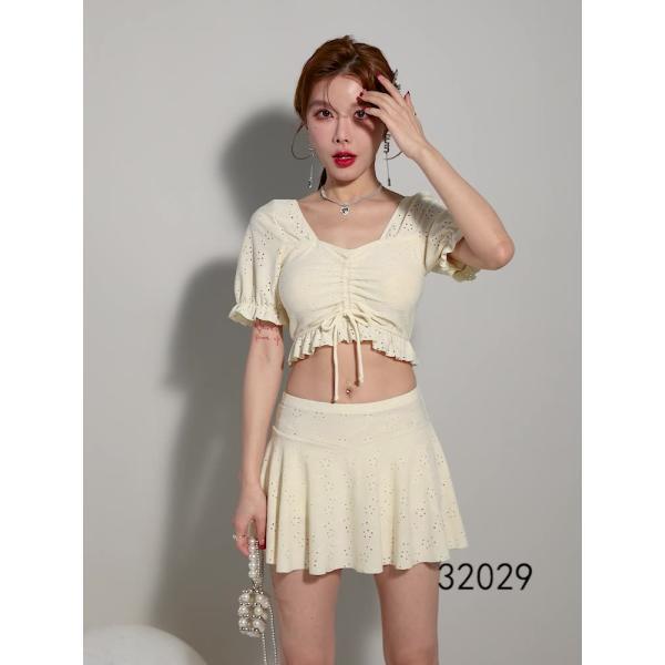 一部ビキニ水着 レディース フリル 可愛い 水着 韓国 2点セット体型カバー 韓国 小胸 バンドゥ ...