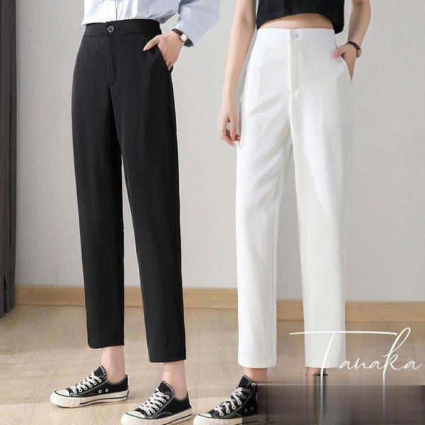 ワイドパンツ パンツ レディース 白 黒 八分丈 九分丈 春夏 綿 ボトムス ロングパンツ 韓国風 ...