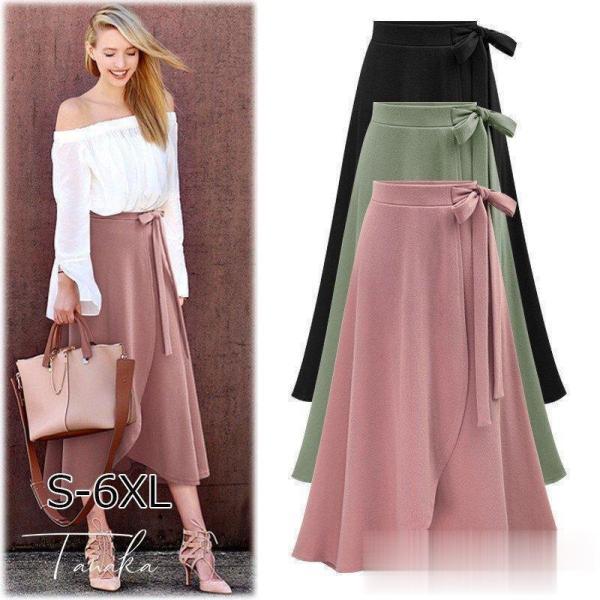 スカート 膝丈 春 夏 秋 スカート 無地 フレアスカート レディース ロングスカート Aライン 大...