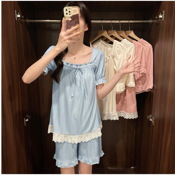 パジャマ ルームウェア セットアップ 2点セット レディース 女性用 半袖 短パン ショートパンツ ...