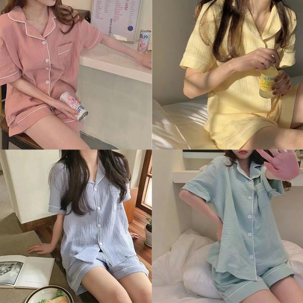 パジャマ レディース 無地 シンプル 半袖 ショートパンツ 短パンツ 寝巻き ルームウェア 部屋着 ...