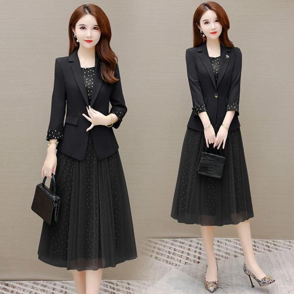 セット スーツジャケット 大きいサイズ カジュアル おしゃれワンピースセット レディース 30代40...
