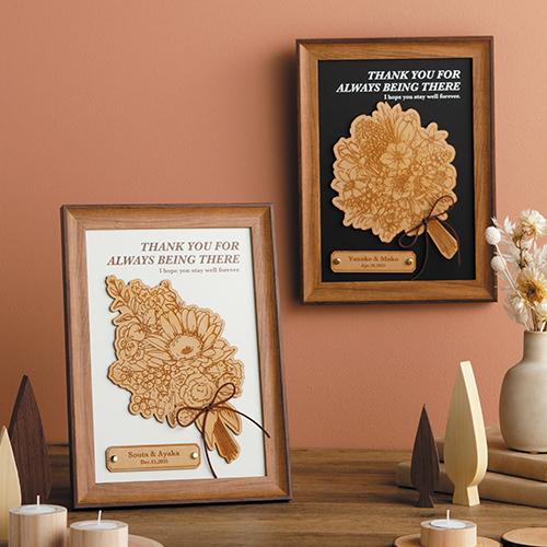 2個でお得　結婚式披露宴ご両親プレゼント　ウッドブーケボード　2個　ホワイトとブラックお選び頂けます